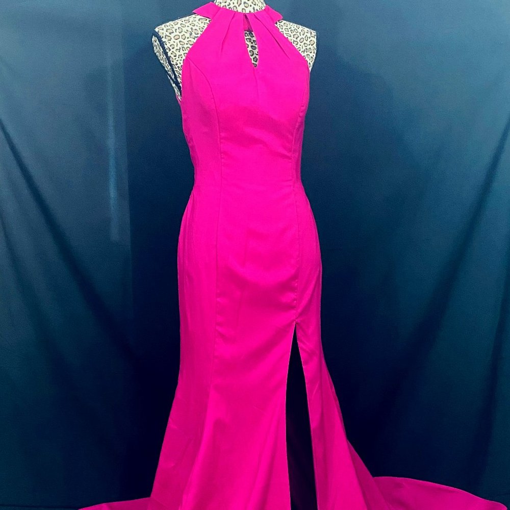 Gorgeous NWOT Hot Pink, Halter Neck, Mermaid Style Gown